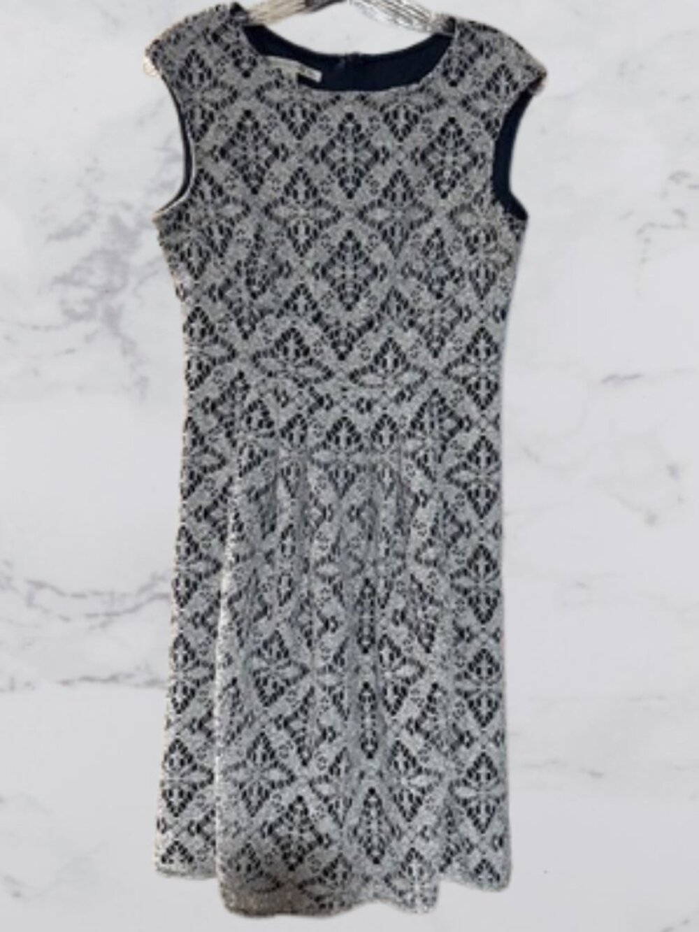 Maggy London Sleeveless Navy Lace Overlay Dress Size 6